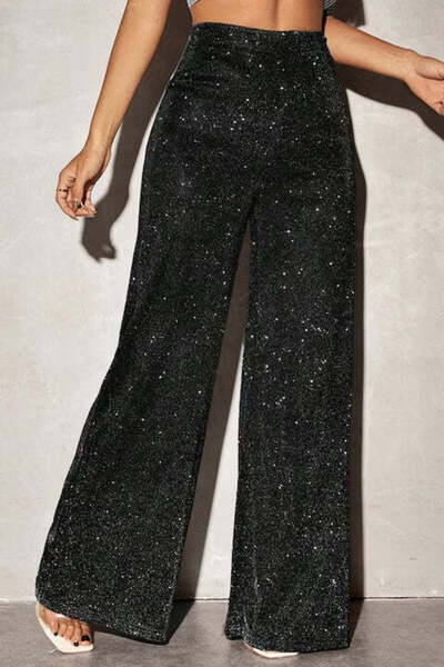 StreetWear Outlet Women's Pants, Shiny, High Waist and Flared Leg