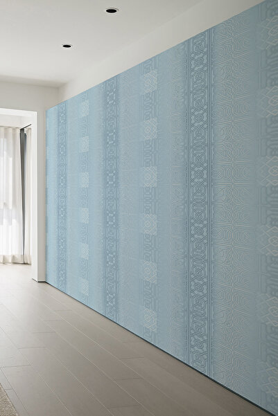 dreamwall Açık Mavi Vintage Osmanlı DesenTek Parça Tekstil Duvar Kağıdı –