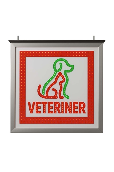 ÖzgürceSeç Veterinary V Logo Led Sign with Figure 60 X 60 cm