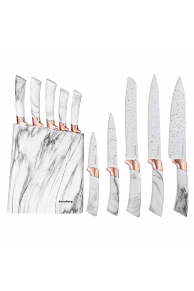 Klausberg Knife set with stand KB 7769, 6 pieces, Ergonomic handles, Stainless steel, White marble