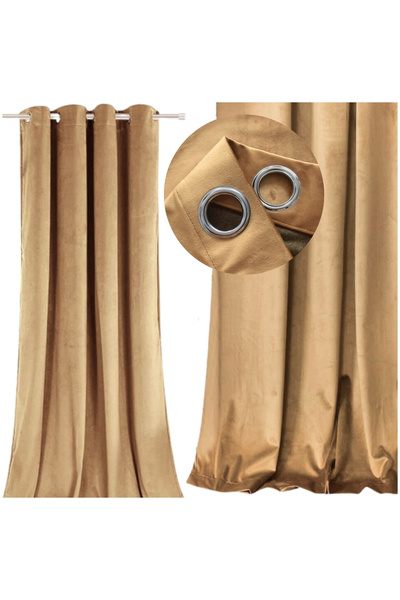 Other Thick velvet curtain with beige eyelets and blackout rings, ready