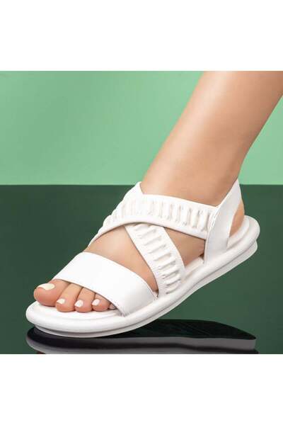 BMoD Women's sandals with low soles, white MOD05241