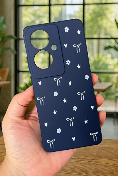 Vip Case OPPO RENO 11F Uyumlu Mini Fiyonk Desenli Silikon Darbe Emici Klasik Korumalı Rubber Kılıf