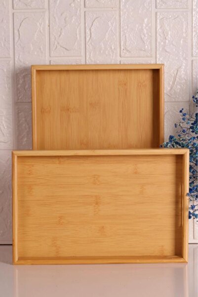 Atbyhome Bambum Marbella - Set of 2 Bamboo Patterned Trays Medium Small