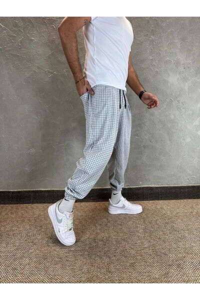 hazelin Чоловічі екіру сірі штани з етнічним візерунком, еластичний пояс і штанини HZL24S-MXC8989-160