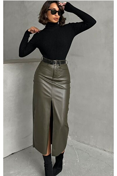 TOPSHOW Fusta cu fanta din piele artificiala