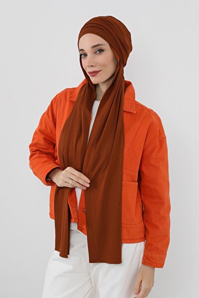Aisha's Design Combed Cotton Boneli Ready-Made Combed Cotton Hooded Shawl Two-Piece Set, Ps-57, Tile