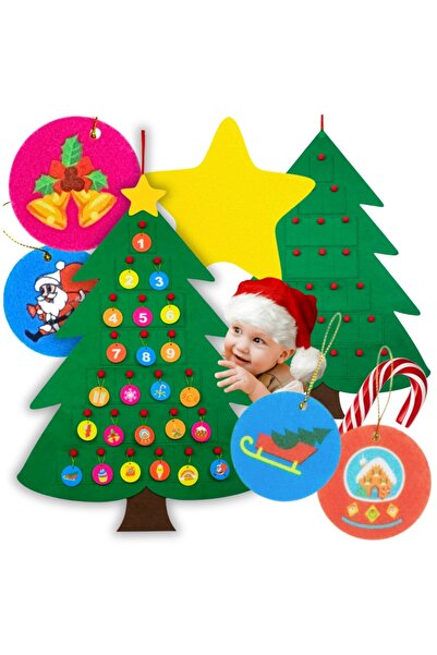 Other Felt Christmas Tree Advent Calendar with Gift Pockets 90cm + DIY Ornaments