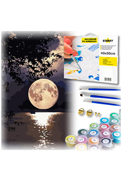 Other Creative paint-by-numbers kit with frame, paints, brushes and moon.