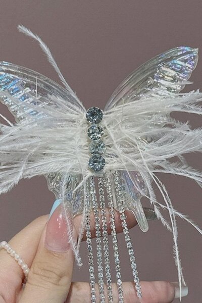 TAKIŞTIR Прозора кольорова метелик фігурка камінь деталізована бічна шпилька