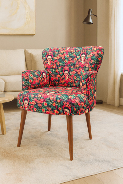 Azra Mobilya Roma Modern Tekli Koltuk Berjer - Dijital Baskılı Kumaş - Ahşap ...