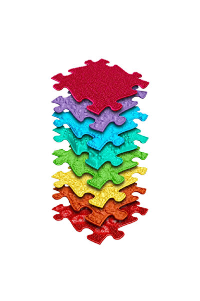 Muffik Set Covorase ortopedice senzoriale tip puzzle Curcubeu