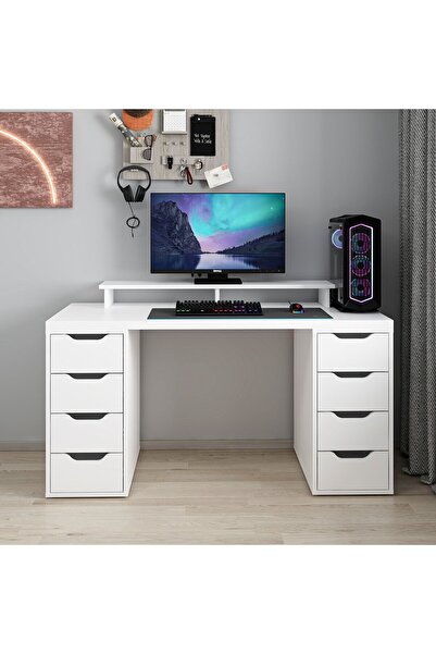 Minar Alen 150 Cm 8 Çekmeceli Çalışma & Oyuncu Masası - Beyaz