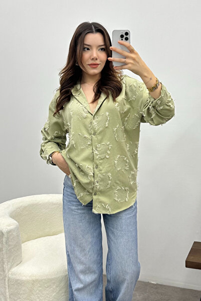 Bipantolon Women's Buttoned Khaki Tassel Detailed Shirt