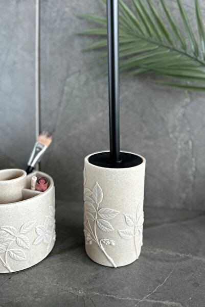 Prima Nova Leaf Bathroom Set 5 Pieces - Beige