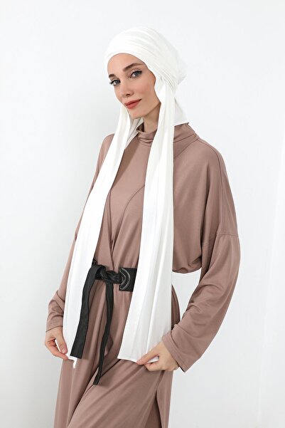 Aisha's Design Combed Cotton Boneli Ready-Made Combed Cotton Hooded Shawl Two-Piece Set, Ps-57, Cream