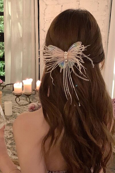 TAKIŞTIR Прозора кольорова метелик фігурка камінь деталізована бічна шпилька