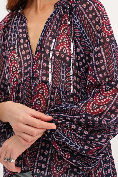 Addax Pullu Desenli Bluz G17495