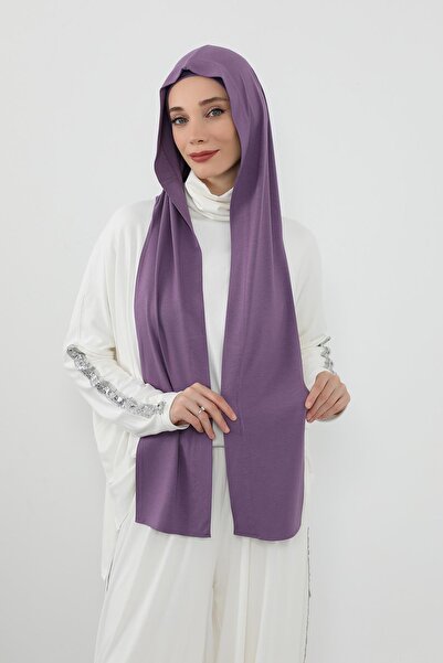 Aisha's Design Combed Cotton Boneli Ready-Made Combed Cotton Hooded Shawl Two-Piece Set, Ps-57, Purple 2