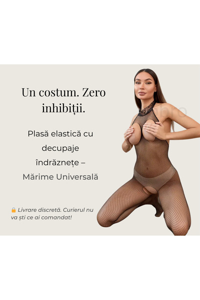OBRO Erotic Catsuit Costume - Mesh with Sexy Cutouts, Black, One Size Fits All