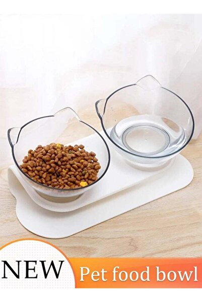fun zone وعاء طعام القطط DUNISO 2 في 1 مزدوج مائل للحيوانات الأليفة