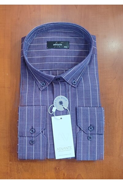 ADVANTE Güncüoğlu 100% Cotton Long Sleeve Pocketed Collar Buttoned Striped Oxford Men's Shirt