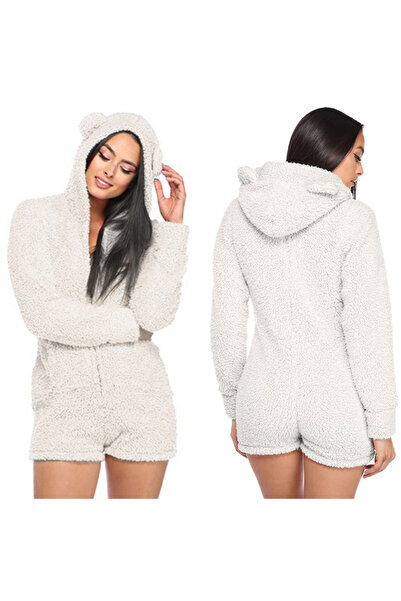 Other One-piece pajama suit, warm hooded jumpsuit, ears, cute s
