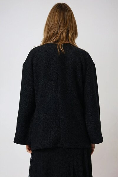 VAGGON Women's Black Double Breasted Collar Side Tie Premium Jacket Vs01010