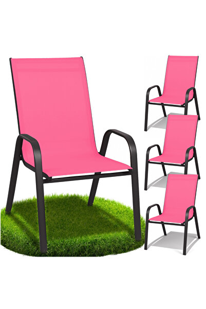 Other Scaune de grădină metalice pentru terasă, balcon, grădină, set, roz, re...