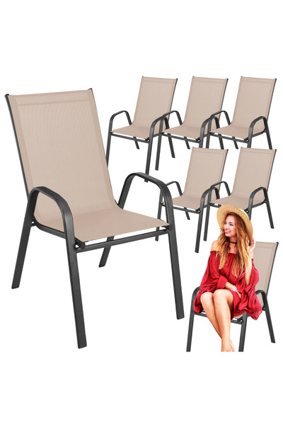 Other Metal garden chair set for terrace, balcony, garden, beige, heavy duty x6