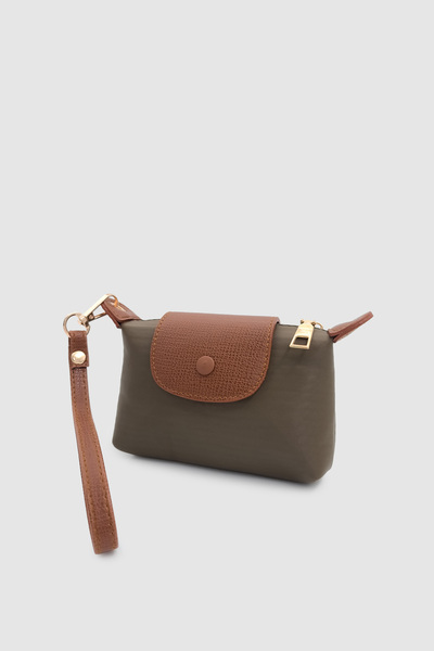 Wuclo Yulie Metal Accessory Detailed Zipper and Magnet Closure Parachute Fabric Women's Hand Wallet Khaki