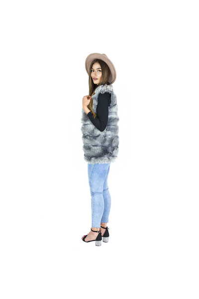 Other Fur vest, warm, light, feminine, soft, grey.