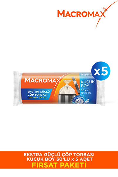 MACRO MAX Ekstra Güçlü Çöp Torbası Küçük Boy - 30 Lu Paket X5