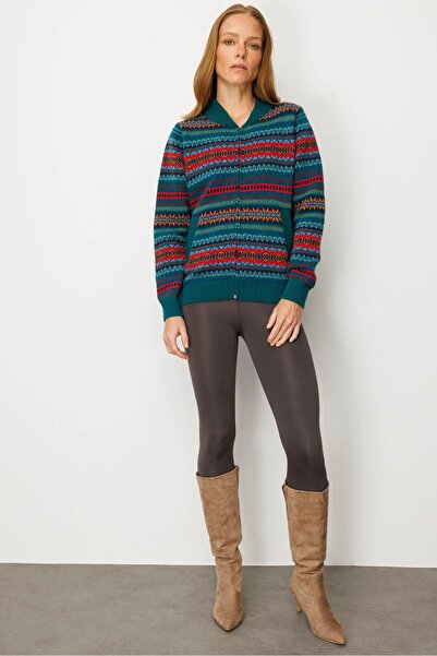 Desen Triko Women's Judge Collar Jacquard Wool Cardigan Early 20Th Century