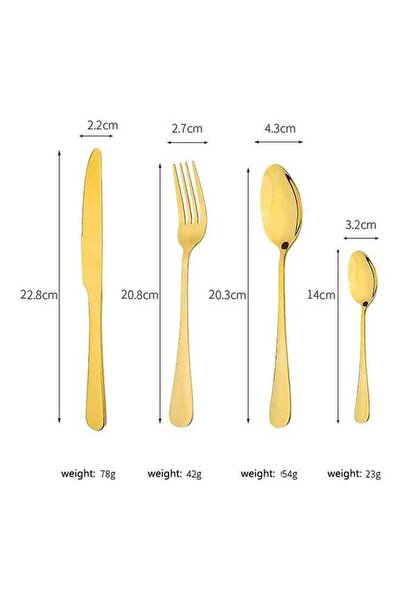 Generic 24-Piece Stainless Steel Cutlery Set Gold 14x13x23cm