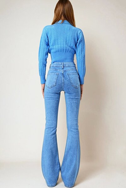 VAGGON Kadın Buz Mavi 5 Cepli İspanyol Paça Jean Vs01017