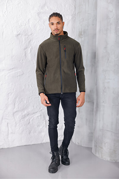 monox Ανδρικό αθλητικό μπουφάν με φερμουάρ από φλις