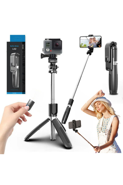 Other Selfie Stick with Bluetooth Remote Control 3 in 1 Black Button Convenient Recording