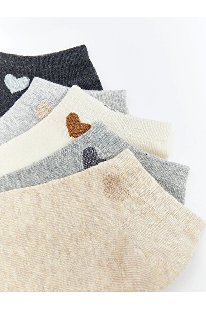 LC Waikiki LCW DREAM Бежови дамски чорапи с мотиви, пакет от 5 броя