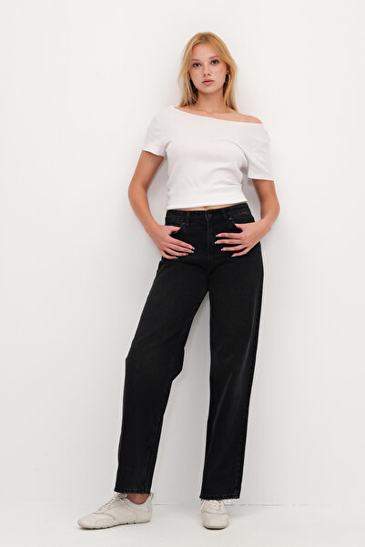 Addax High Waist Wide Leg Jean Pants Pn8665-Pni