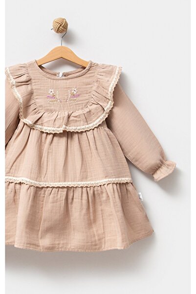 Overdo Muslin Fabric 100% Cotton Long Sleeve Girls Dress