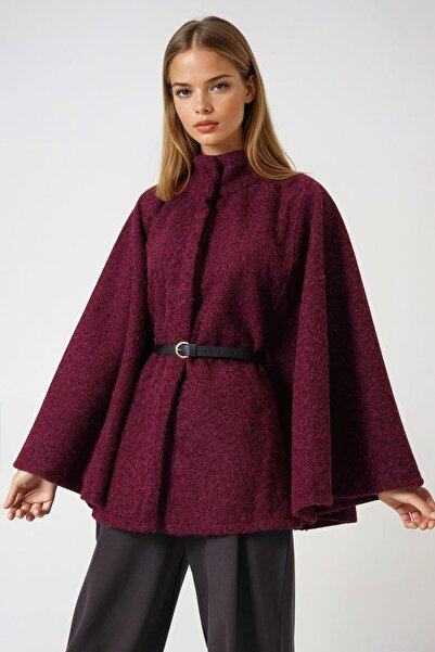 VAGGON Γυναικεία μπορντό καμπανάκι με κρυφά κουμπιά Premium Cape Vs01011