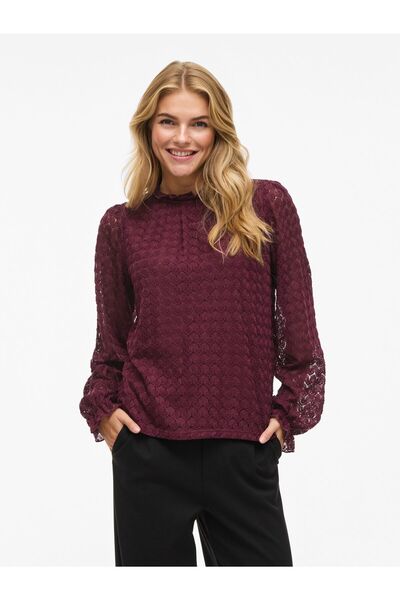 VILA Oberteil mit langen Ärmeln VIMOKA Stehkragen