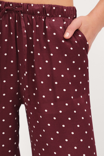 Addax Elastic Waist Polka Dot Pants Pn17512