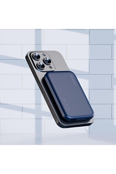 Polosmart PBS133 Magsafe Kablosuz Hızlı Taşınabilir Şarj Cihazı Powerbank 5000 mAh Navy