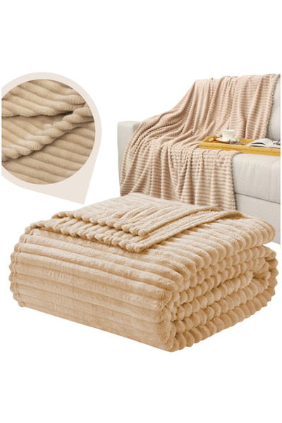 Other Striped blanket 160x200 cm plaid bedspread beige armchair birthday gift