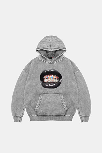 Sekizbiraltı Hanorac alb oversize unisex cu imprimeu The Last Supper Teeth, l...