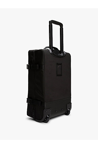 Tommy Hilfiger Siyah Çekçekli Kumaş Valiz TH NYLON TRAVEL SOFT TROLLEY