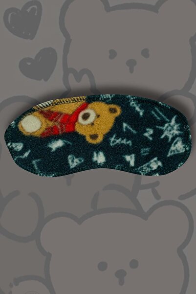 GRI MOR TEKSTIL Girl's Teddy Bear Patterned Eye Patch Plush Fleece Pajama Set