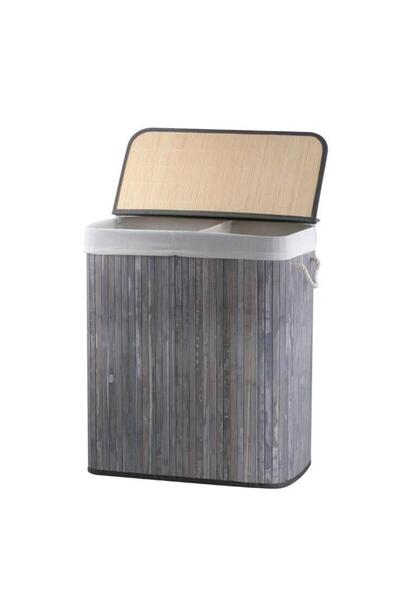 Sever BAMBU GRİ 2 BÖLMELİ KATLANIR ÇAMAŞIR SEPETİ 62CM